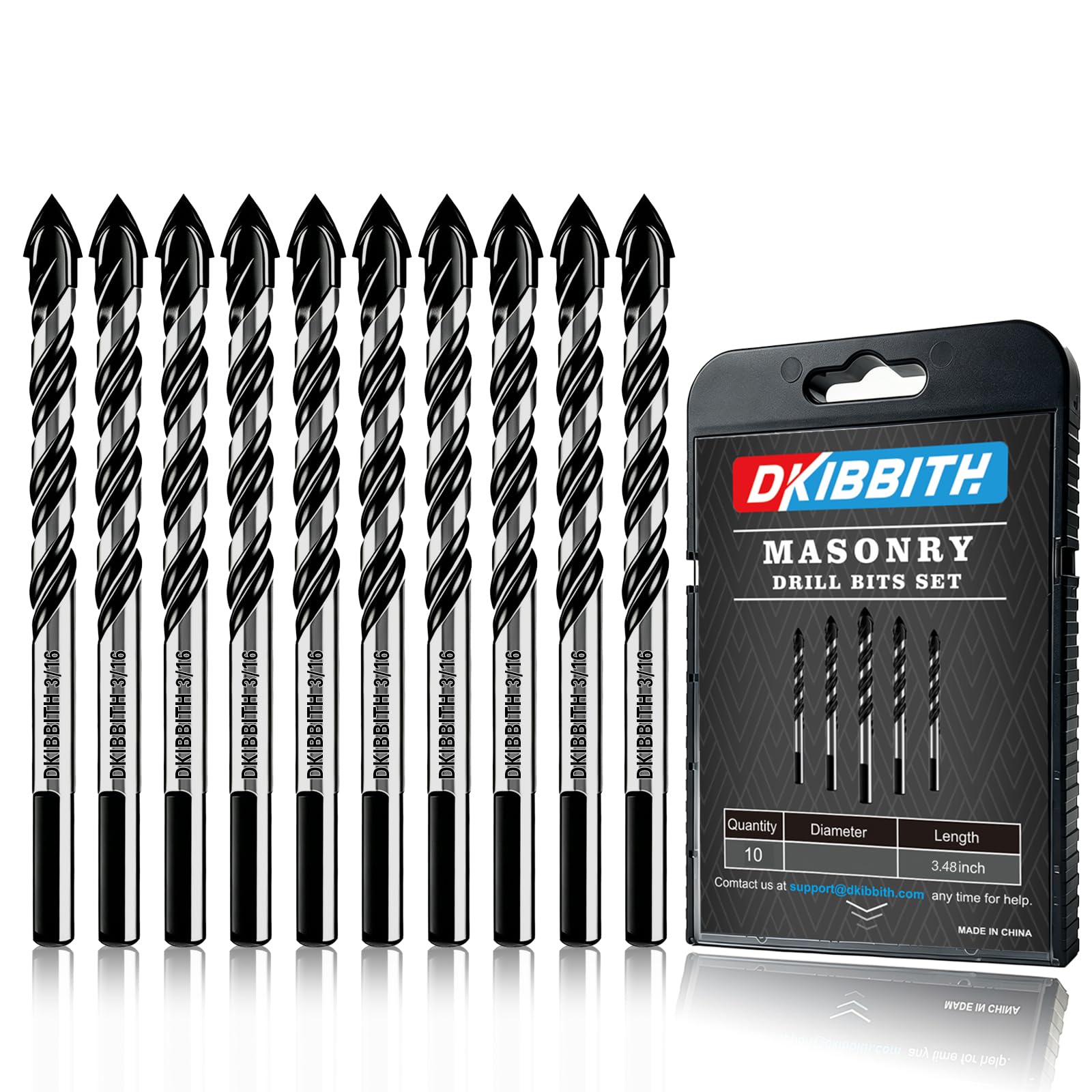 Masonry Drill Bit Set - 10 Piece for Concrete & Tile -14