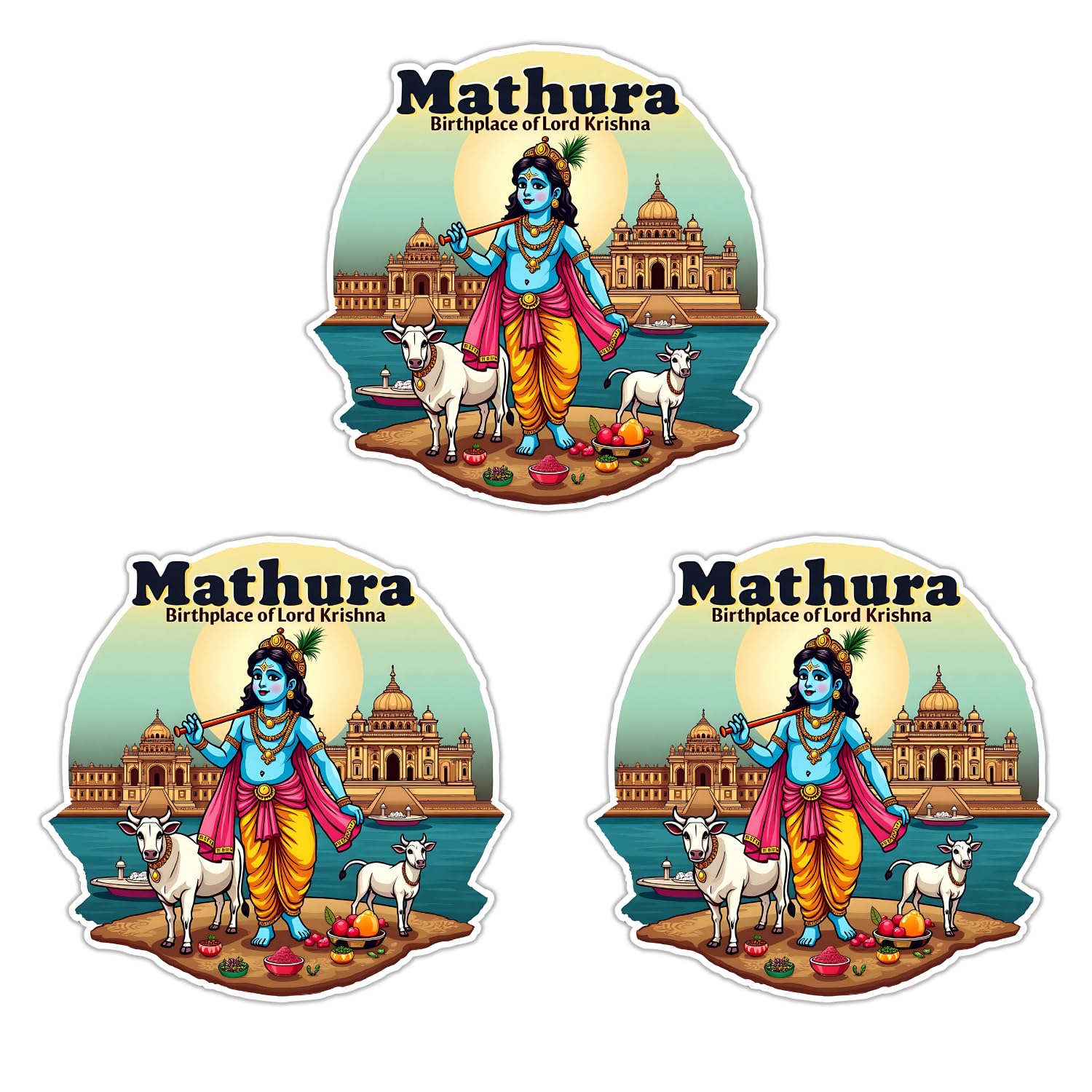 Naxon Mathura Souvenir Wooden Fridge Magnet – 3x3 Inch Stylish Refrigerator Magnet for Kitchen & Home Décor | Travel Souvenir Gift from Mathura | Krishna Janmabhoomi Temple Design | Pack of 1