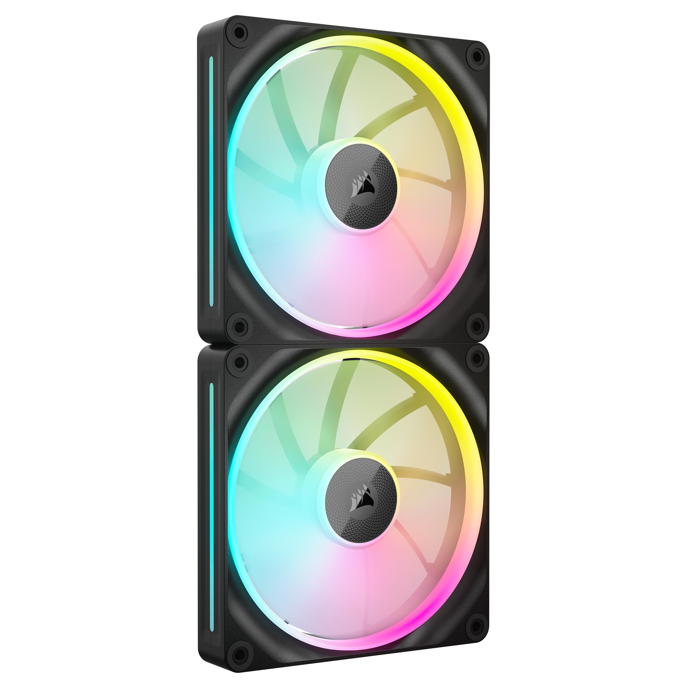 CORSAIR iCUE LINK LX140 RGB 140mm PWM-Lüfter Doppelpack – Zwei Lichtschleifen – Inklusive iCUE LINK System Hub – CORSAIR AirGuide Technologie – Schwarz