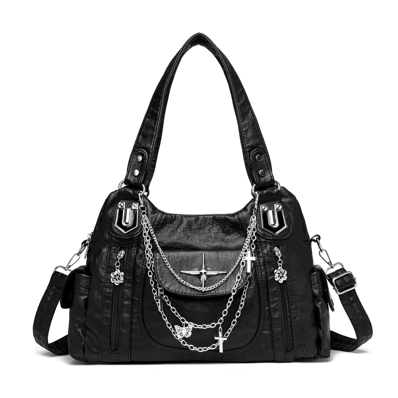 Torby Hobo dla kobiet Wegańska skórzana torba na ramię Y2k Crossbody Hobo Satchel Torebka na ramię z wieloma kieszeniami Torebka z regulowanym paskiem dla pań Praca Zakupy Podróże