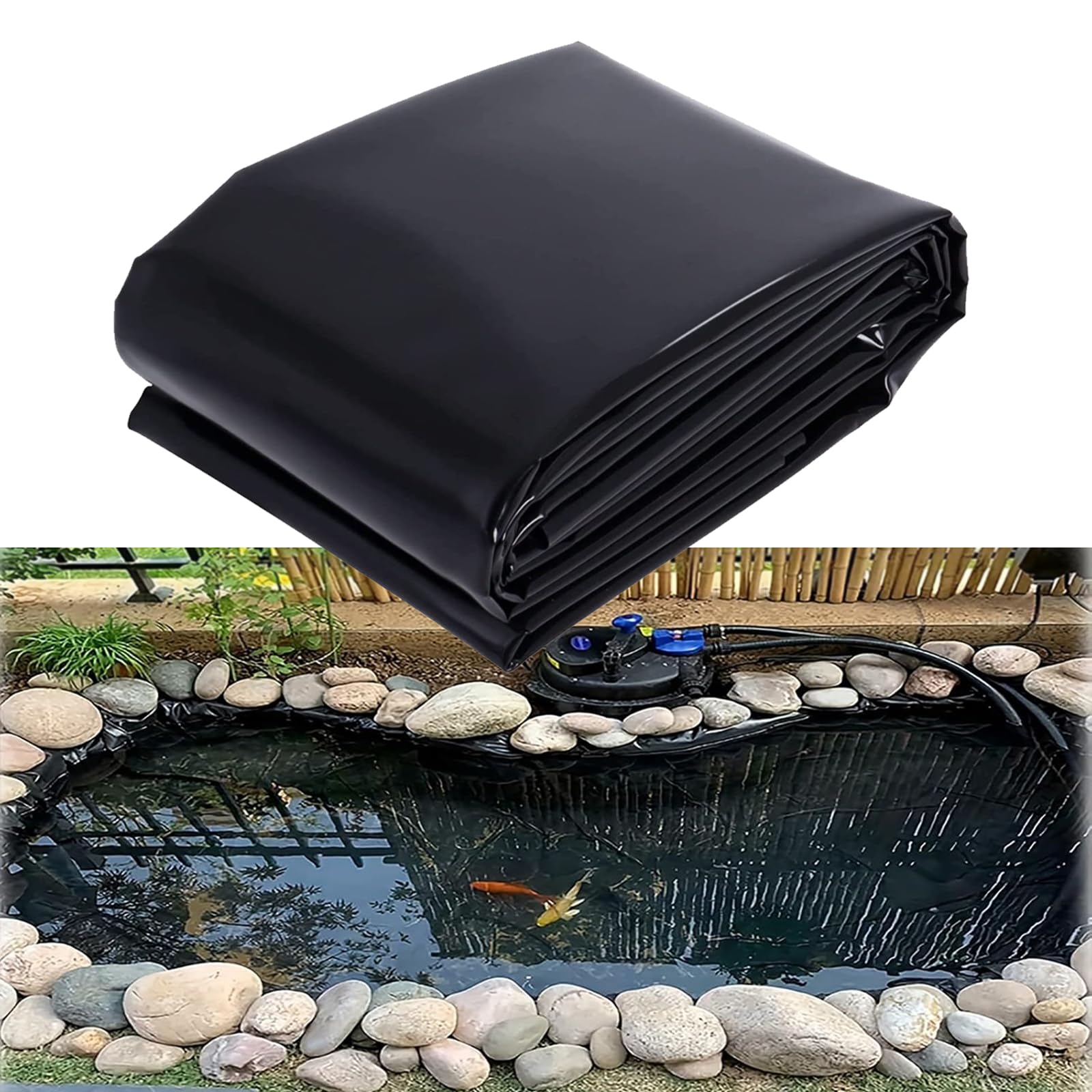 Pounjsd Pond Liner garden pond tarpaulin 1×10m HDPE Pond Lining Flexible Pond Membrane Easy Cutting Garden Pond Tarpaulin Fish Pond Liner for Waterfall Base, Water Features, Water Gardens, Fountains