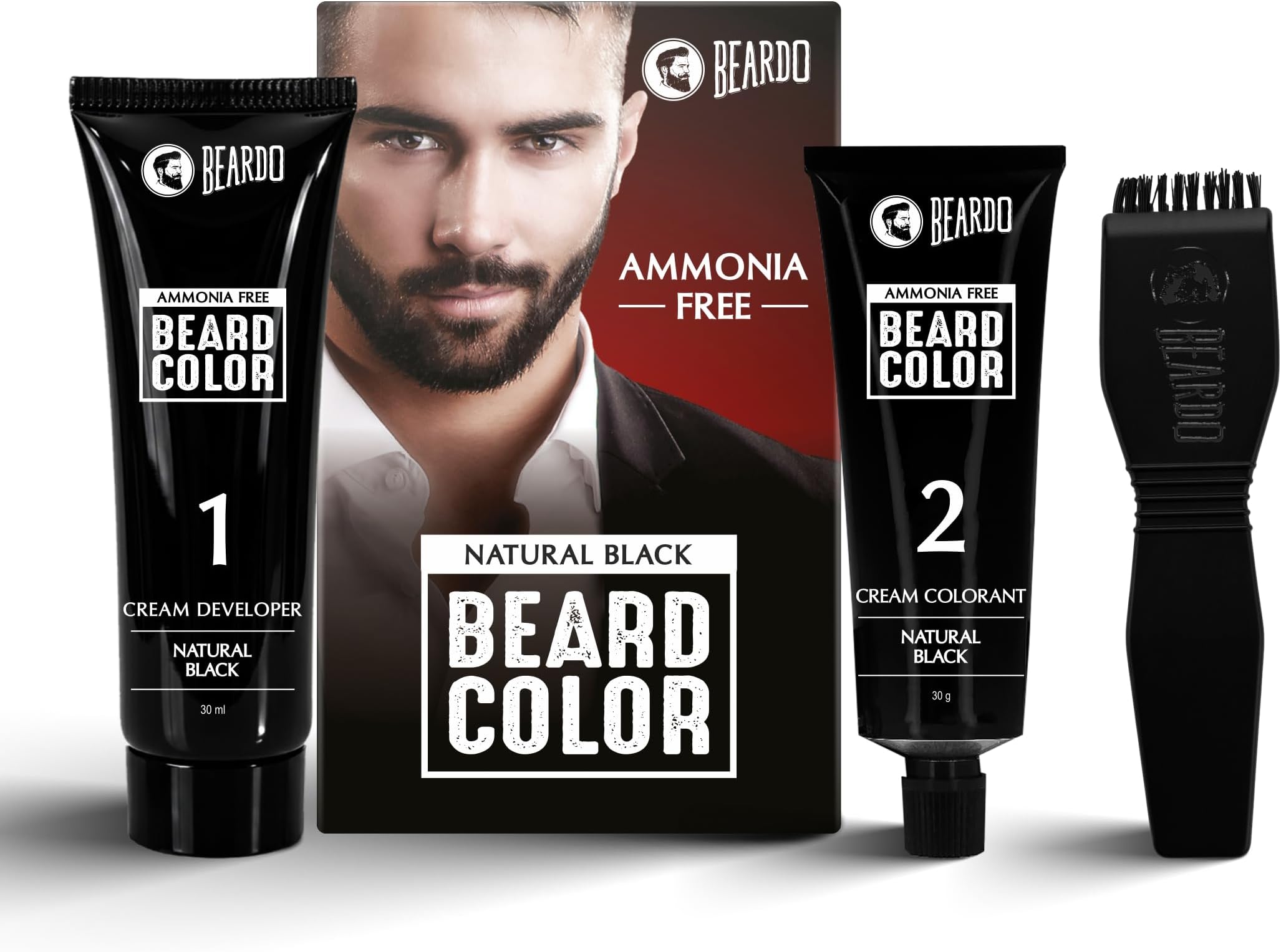 Beard Color For Men - Natural Black, 60ml | Long Lasting | No Ammonia | Easy to apply, No Stain Beard Hair Colour for men | Skin Friendly Hair dye