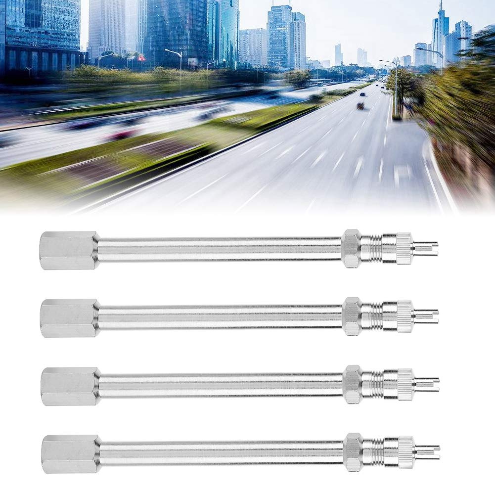 tire valve stem extenders + Estensione della valvola del pneumatico | 4Pcs 100mm Adattatore ruota per asta di estensione della valvola della gomma cromata per camion auto camion Van argento