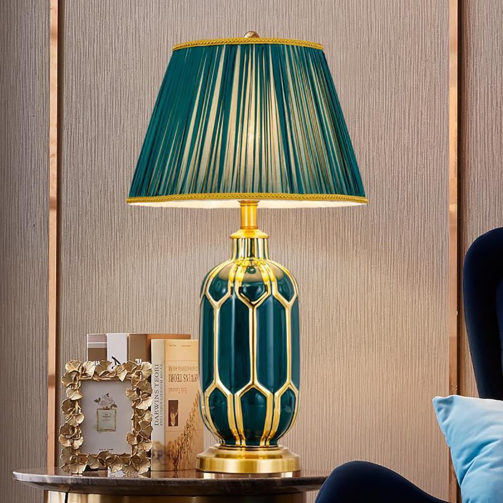 Lampada da tavolo in ceramica americana a LED Arte moderna di lusso Soggiorno Villa Hotel Studio Camera da letto Comodino Scrivania Luce (Stile 1)