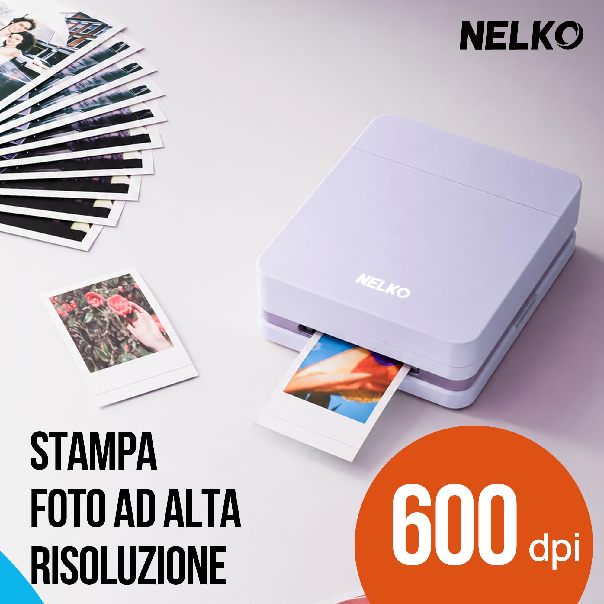 Stampante Fotografica Portatile a Colori PP01, Stampa Istantanea Adesivi da Smartphone, App di Modifica Divertente, Compatibile con iOS e Android, Ideale per Natale e Foto Istantanee, Viola