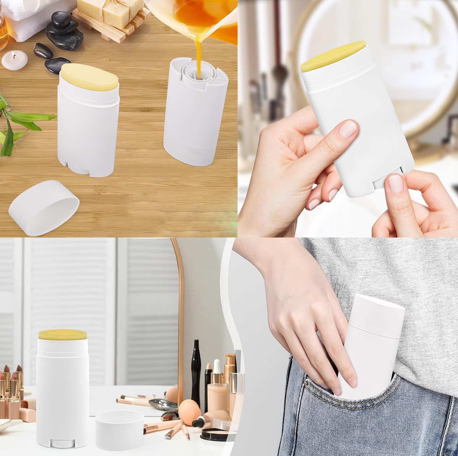 Confezione da 10 contenitori vuoti bianchi da 75 ml per deodoranti ovali per balsamo per le labbra da 70,9 g, contenitori in plastica per deodoranti fai da te, rossetto, pastelli, Chapstick