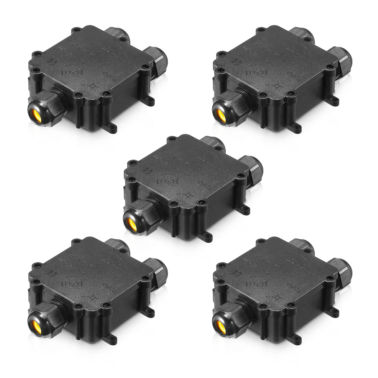 Boîte de Jonction, 5Pcs Boîtier de Raccordement, IP68 Connecteur Étanche 3 Voies, Extérieur Étanche, pour Câble de Diamètre 4-14 mm