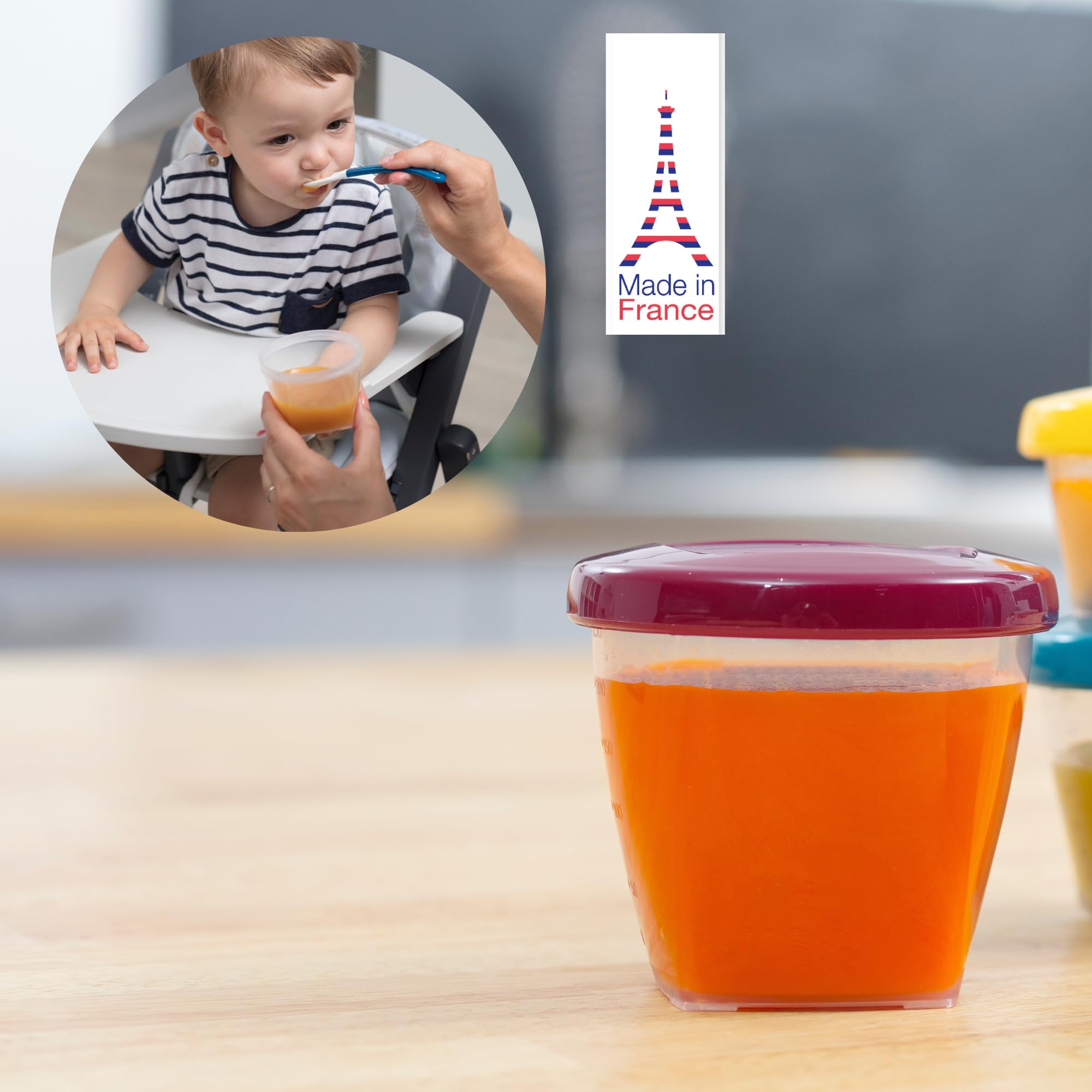 Babymoov Nutribaby+, Cuocipappa Multifunzione 6 in 1 Grigio + Babybols Set Da Sei Vasetti 250 Ml, Cuocivapore, Frullatore, Grande Capacità per i Bambini, Fino a 10 Pasti Preparati Contemporaneamente