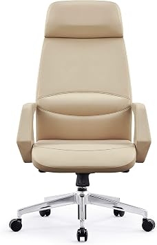 LUCKYERMORE Executive Office Chair Ergonomic Leather High Back Heavy Duty Chair Padded Armrests Lumbar Support Lock Position