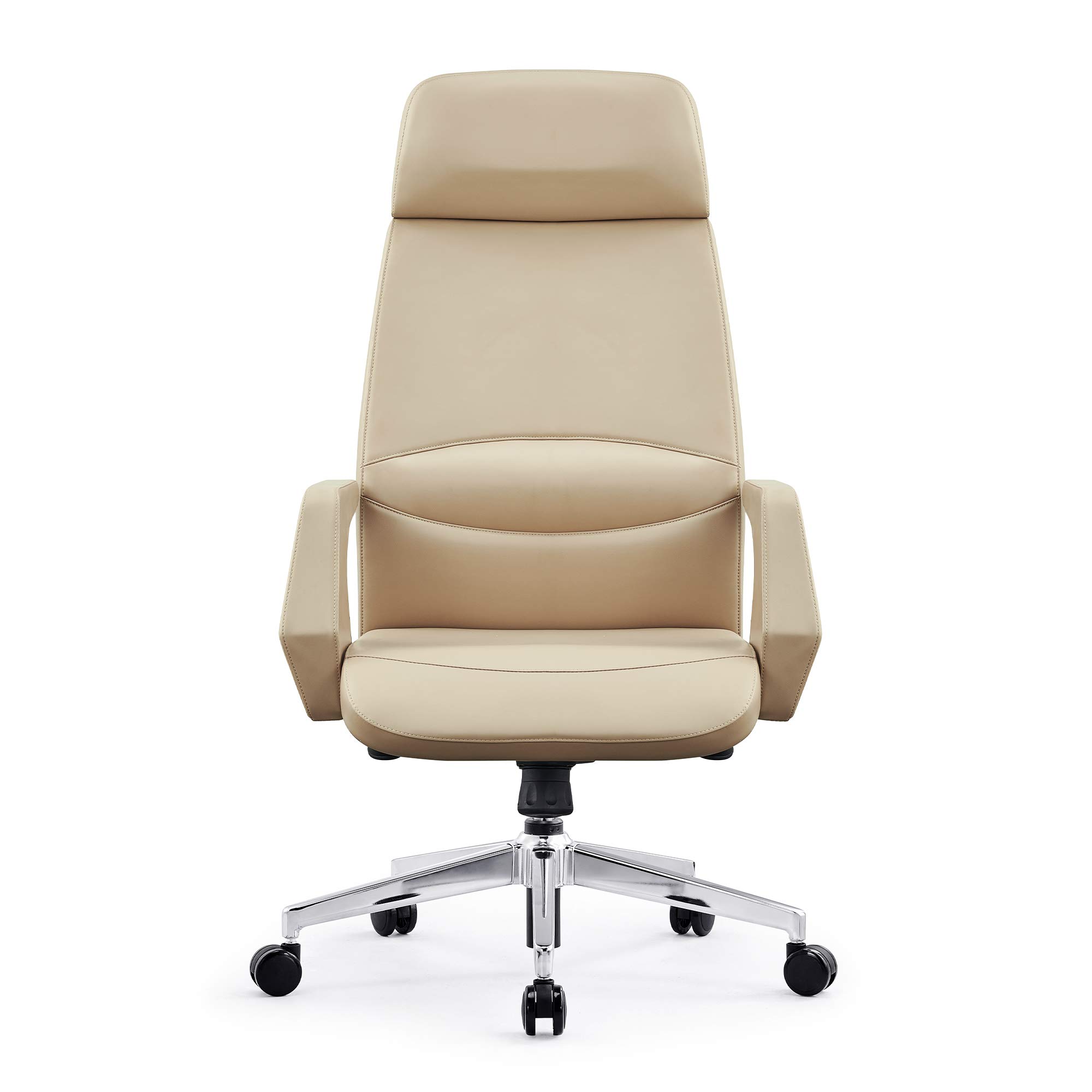 LUCKYERMORE Executive Office Chair Ergonomic Leather High Back Heavy Duty Chair Padded Armrests Lumbar Support Lock Position