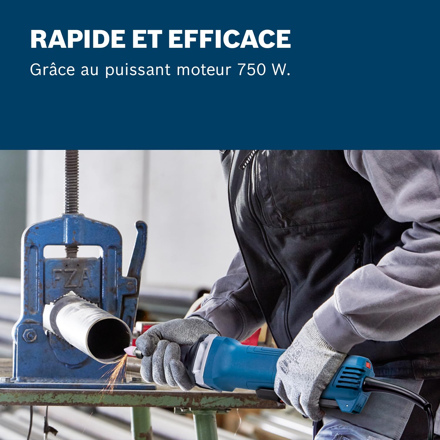 Bosch Professional Meuleuse droite GGS 30 LPS (750 W, avec interrupteur PROtection, kickback control, 1 clé à molette incl., pince de serrage 6 mm avec écrou)