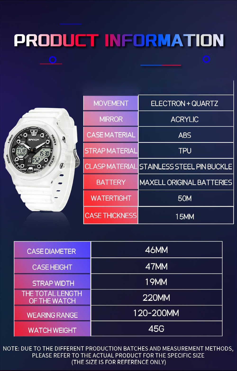Gosasa Reloj deportivo digital unisex 5ATM, impermeable, táctico, analógico, digital, con cronómetro, alarma, retroiluminación LED, correa transparente, estilo militar para hombres y mujeres