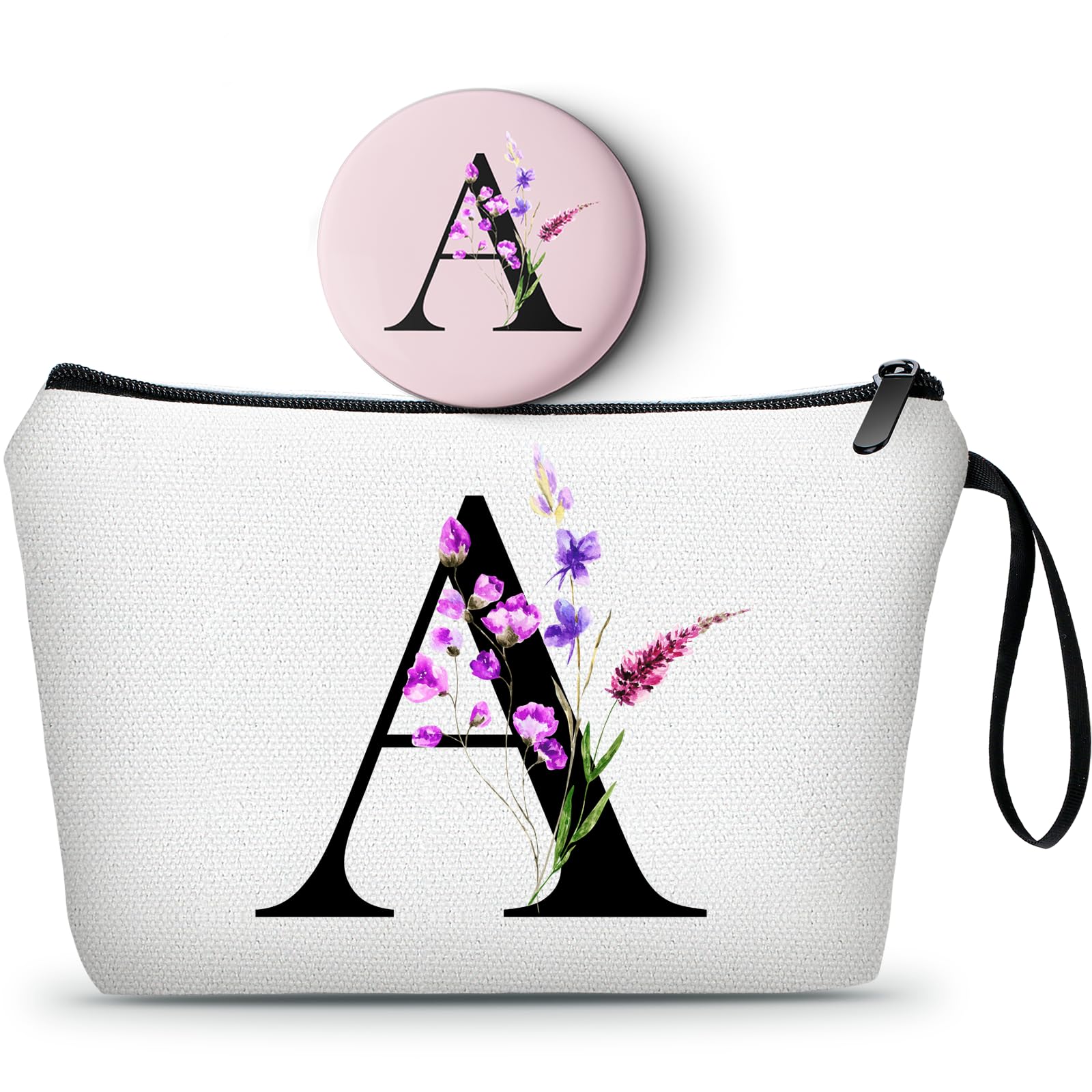 SEAMOON Women Birthday Unique Maid of Honor Friendship Gifts for Women Sister Bridesmaid Bride Personalized Travel Makeup Cosmetic Bag with Mirror