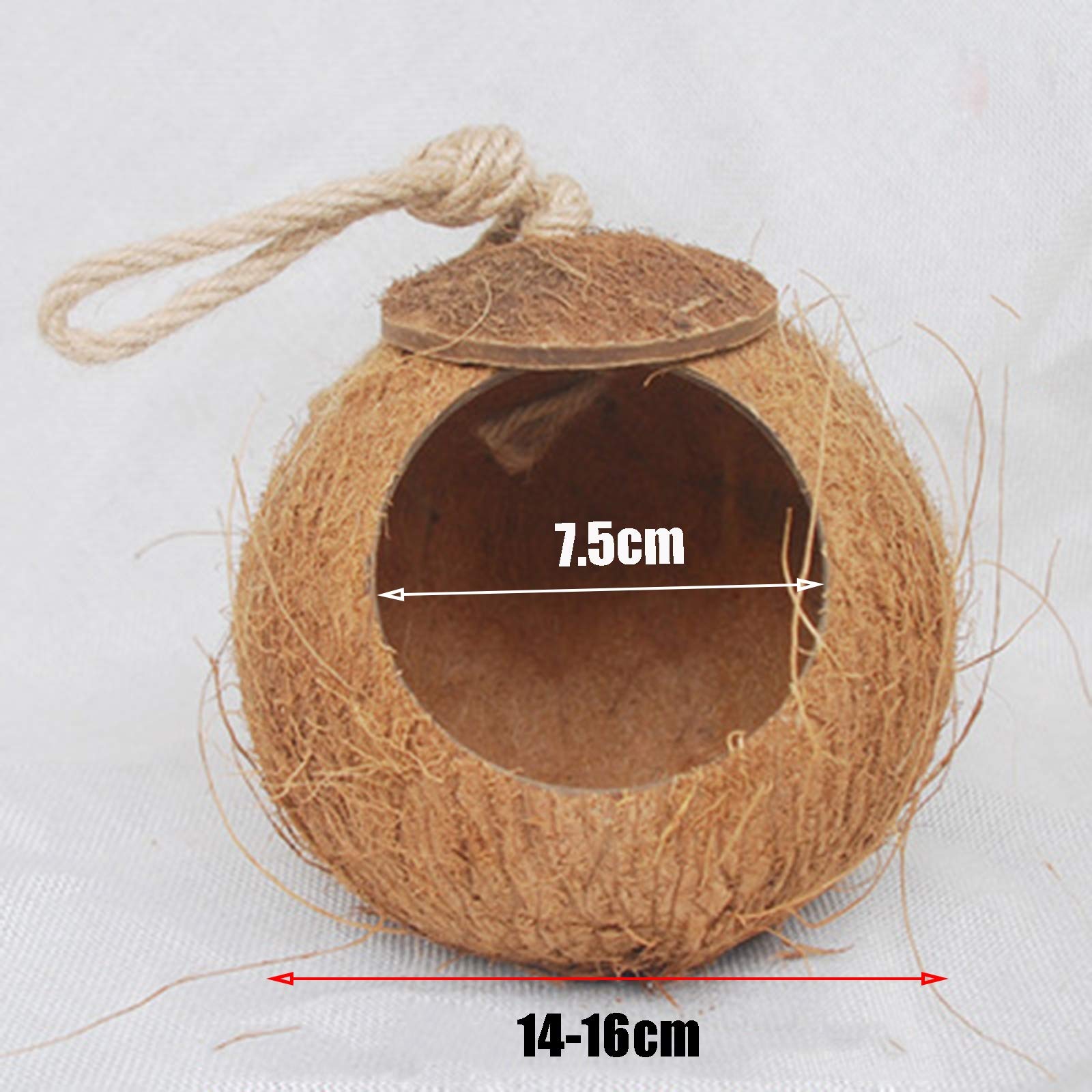 Domek dla ptaków Czysty naturalny ogród na zewnątrz Wiszące ptasie gniazdo, piwonia Skóra tygrysa Domek dla ptaków z łupin kokosa, średnica 13-14 cm, 14-16 cm (rozmiar: 13-14 cm)
