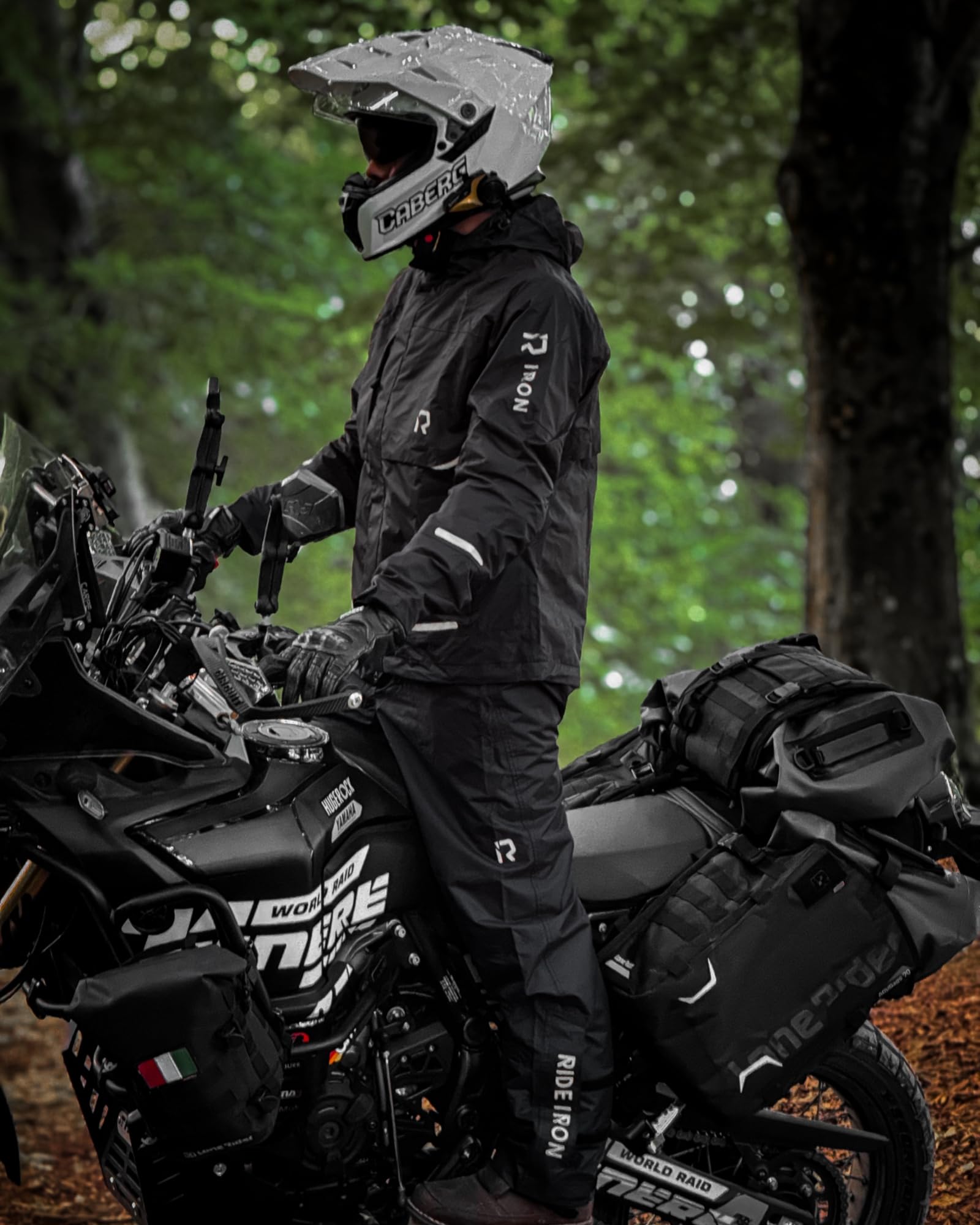 RIDEIRON Motorrad Regenkombi Herren 2-Teiler – Wasserdicht 15.000 mm, Atmungsaktiv, Reflektierend, Leicht und Kompakt, Perfekt für Motorrad- und Fahrradfahrer