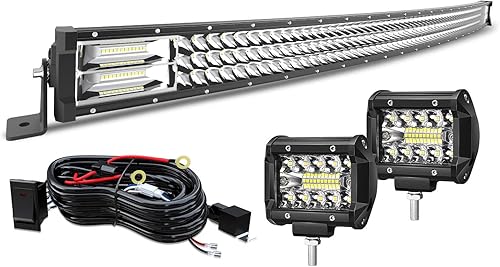 DOT aprobado de 50.0in luz LED curvada para techo de techo superior parabrisas luz + LED de 4.0in + interruptor basculante cableado para Polaris