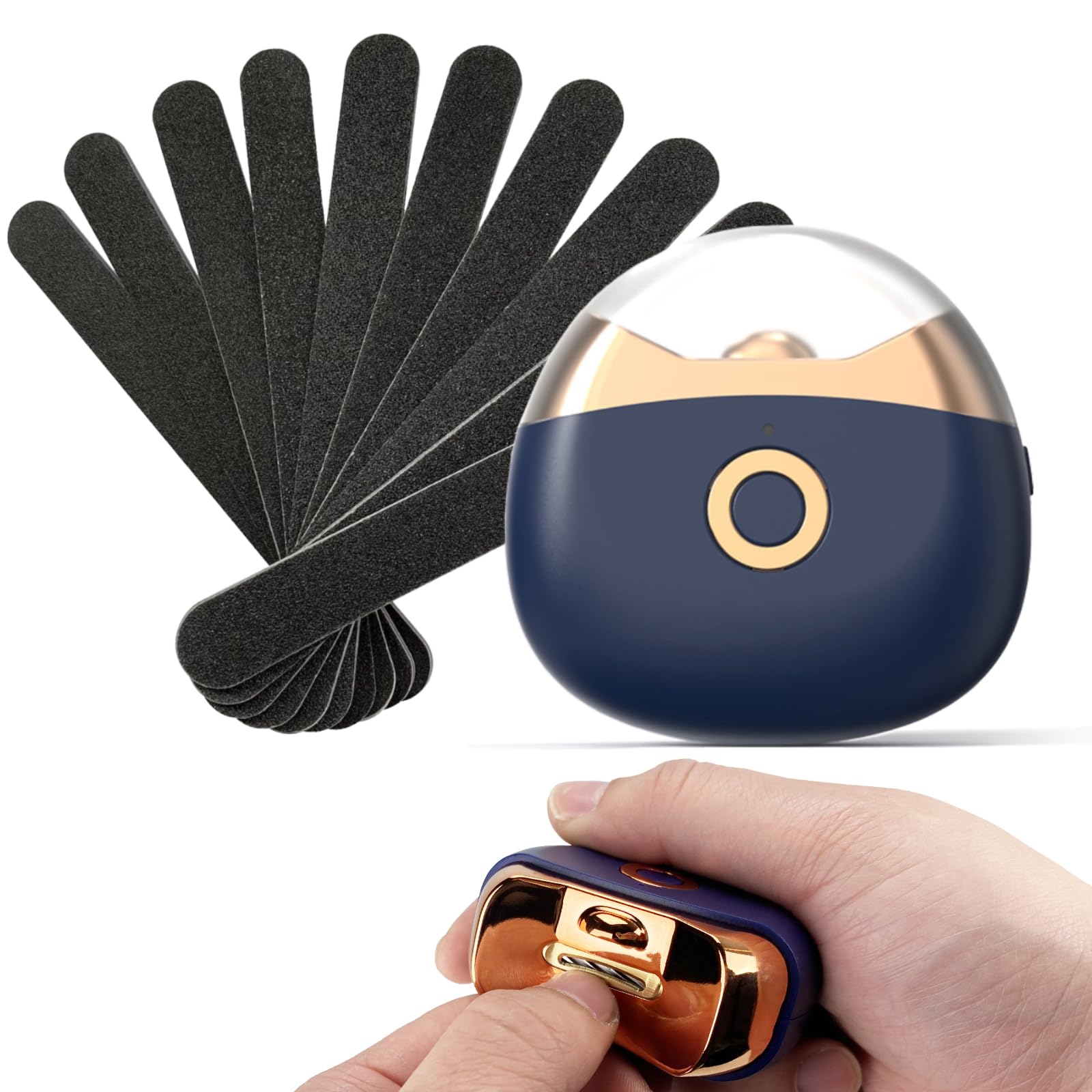 HAIYEATBNBElectric Automatic Nail Clipper with LED Light & 2 Speeds with Nail Scraps Storage, USB Rechargeable Auto Nail Clipper, Effortless Nail Care at Your Fingertips, Blue