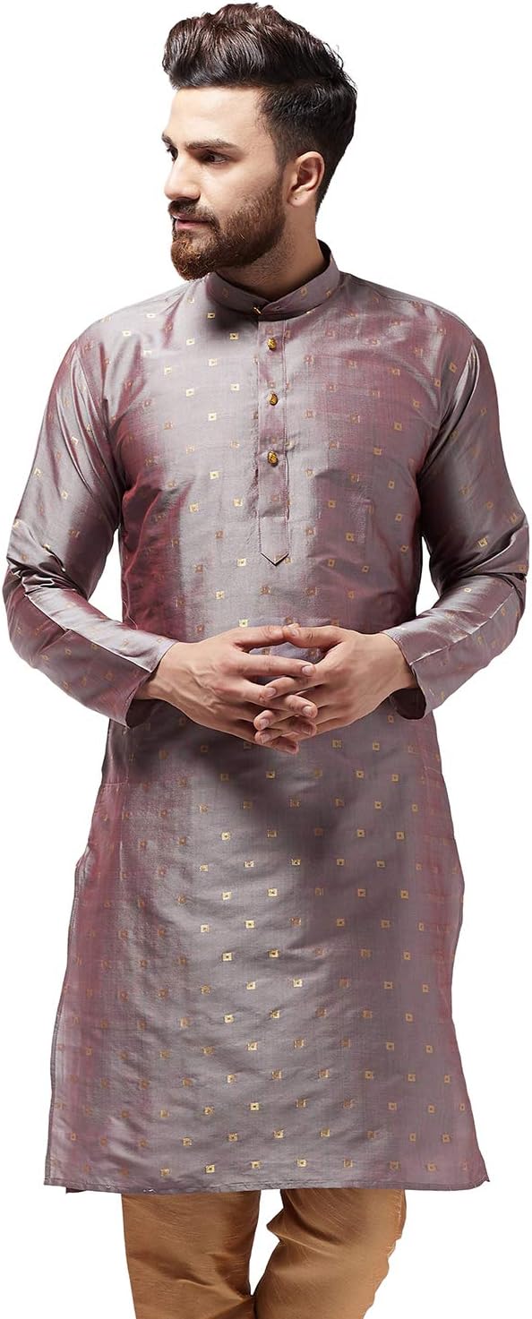 Sojanya (Since 1958 Men'S Silk Blend Printed Only Long Kurta