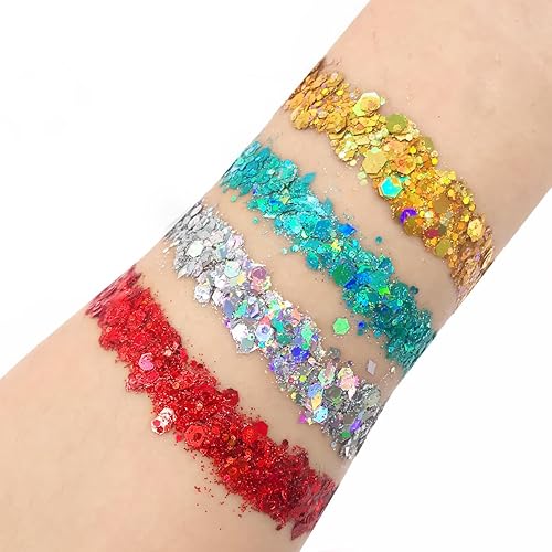 Miniatura 3 de Electric Bliss Beauty - Gel holográfico plateado con purpurina corporal para cuerpo, cara, cabello, vegano y libre de crueldad animal (plata