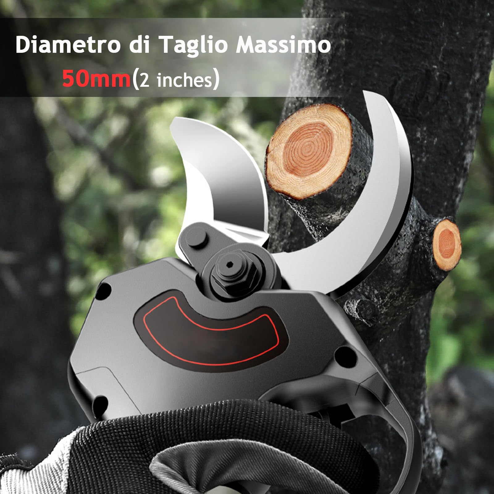 Forbici Potatura a Batteria con Asta, Cesoie Elettriche Professionali 2 x 4500 mAh, Display per Giardino, Frutteto