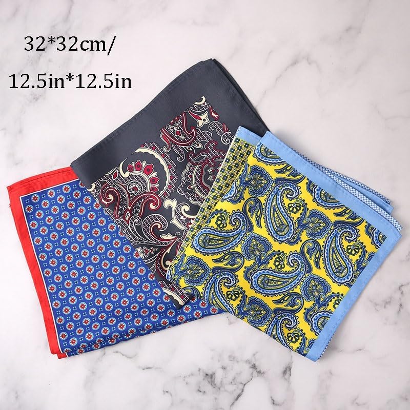 Men's Suit Pocket Square Printed Small Handkerchief Silk Scarf Casual Chestnut Handkerchief