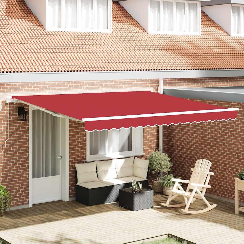 Auvent rétractable anti-corrosion 400x300 cm avec cadre aluminium et toile rouge