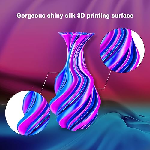 Miniatura 8 de Yousu - Filamento sedoso de ácido poliláctico, triple color, 116 de pulgada, para impresora 3D, 2.2 libras, rojo rosado + azul + verde