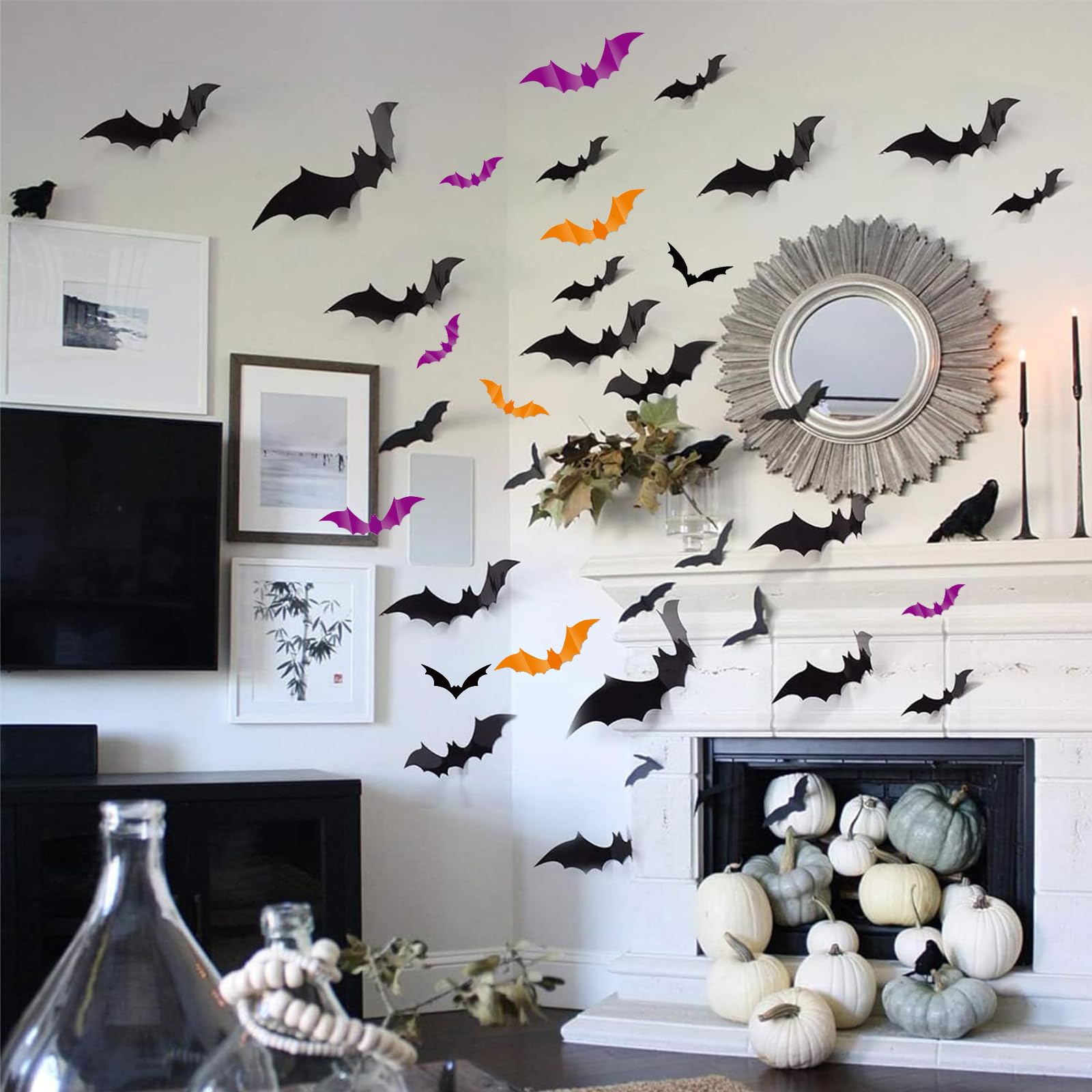 GoldRock Lot De 48 Décorations D'Halloween Chauve-souris Avec Points