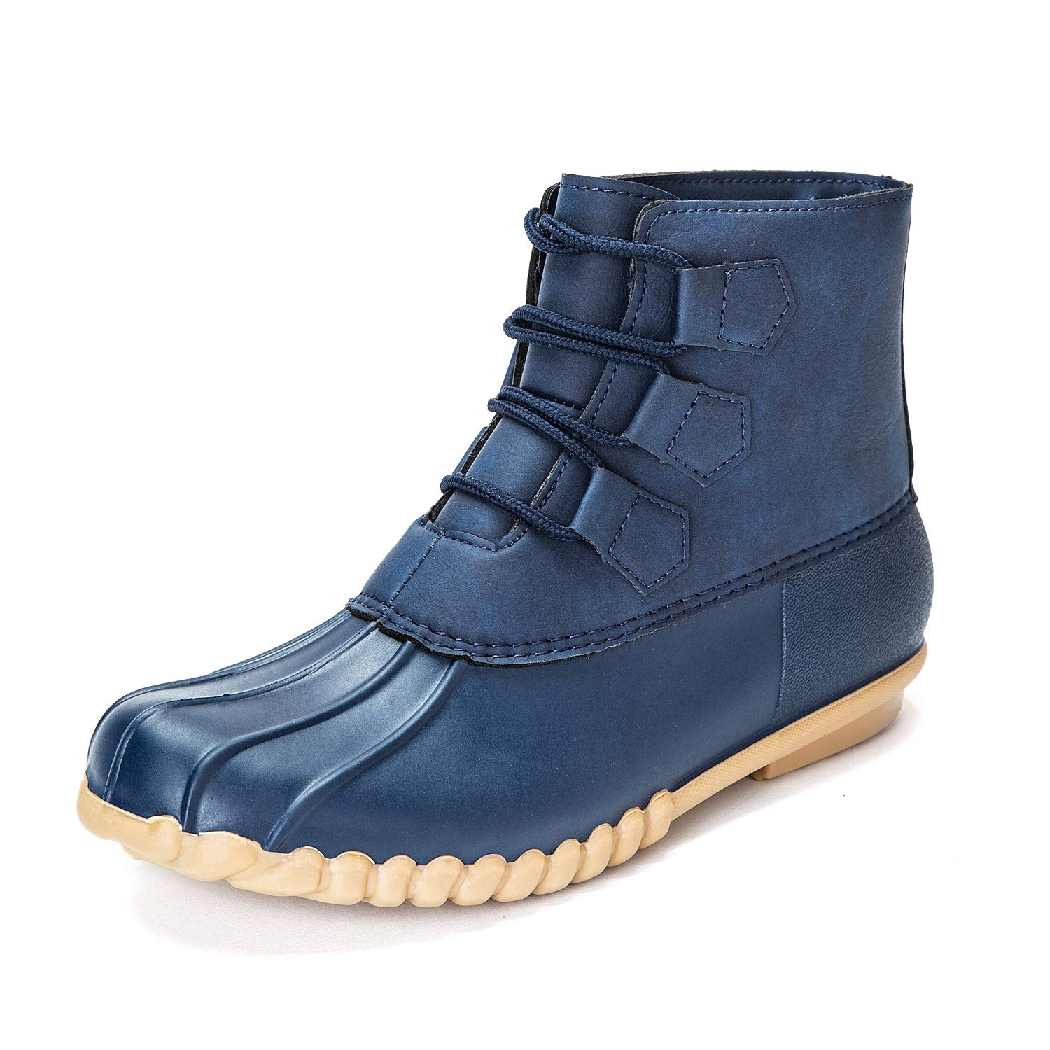 DKSUKO Women's Duck Boots Lace Up Waterproof Ankle Rain Boots