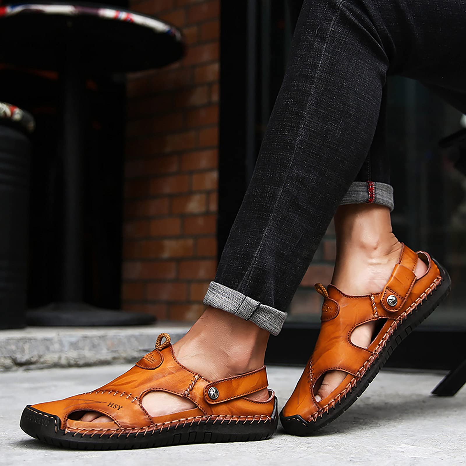 Generisch Sandaletten Damen Flach Elegant Freizeitschuhe mit Fußgewölbeunterstützung Slip-On-Strandschuhe Luftig Offener Zehenbereich Strandsandalen Sandalen mit keilabsatz Sandaletten