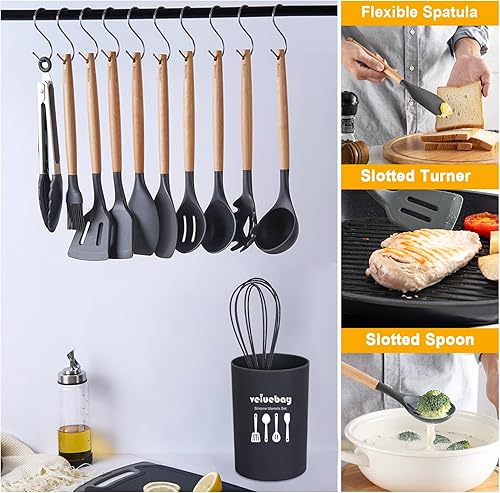 Miniatura 6 de Juego de utensilios de cocina de silicona, 12 piezas, juego de utensilios de cocina de silicona, juego de utensilios de cocina de silicona,