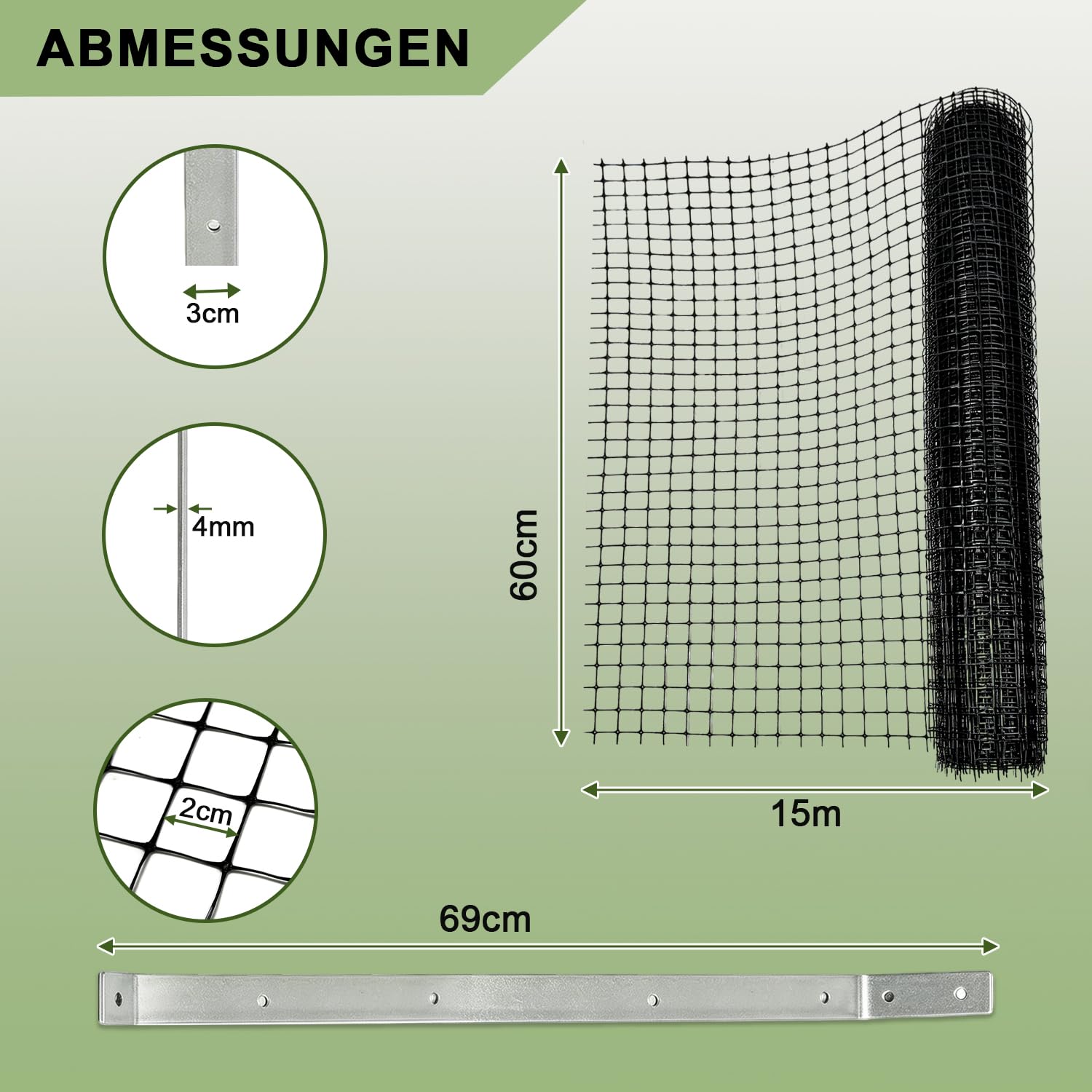 Warmfay Katzensicherer Zaun Anti Kletter Barriere, Sicheres Outdoor Katzenzaun Set mit Maschengewebe & Überhanghalterungen, Wetterfestes Garten Catio-Einzäunungsset für Katzensicherheit & Schutz (15M)