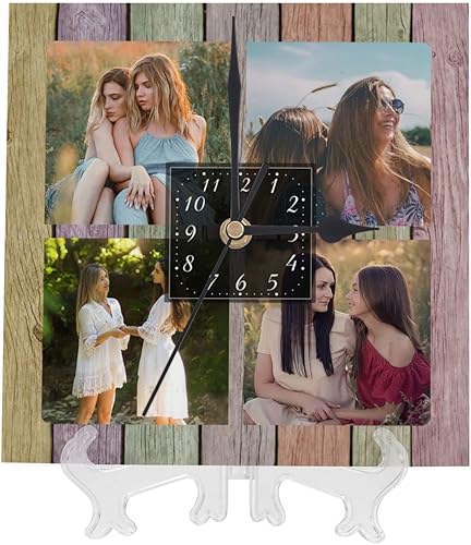 Miniatura 9 de Reloj de pared con foto personalizado, texto personalizado en la pared, impresión de reloj cuadrado personalizado, reloj con foto personalizado,