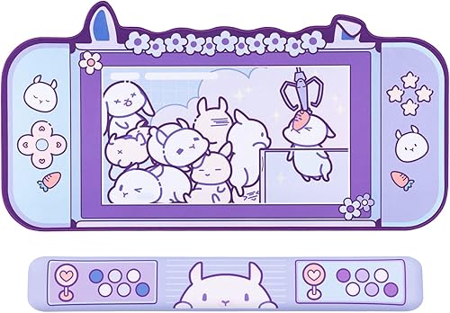 YOCORE Juego de alfombrilla de mouse y reposamuñecas de conejo grande, base de goma antideslizante de 30.5 x 16 pulgadas, soporte de muñeca,