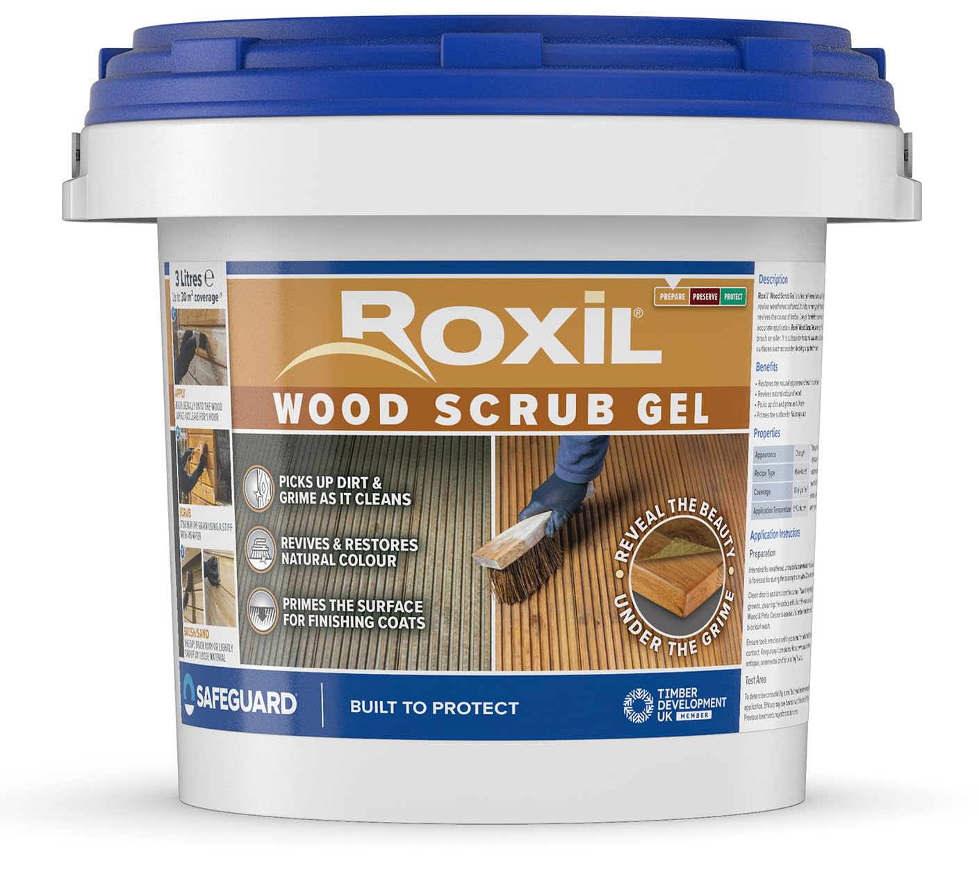 Roxil Gel esfoliante per legno Detergente acido ossalico 3 litri