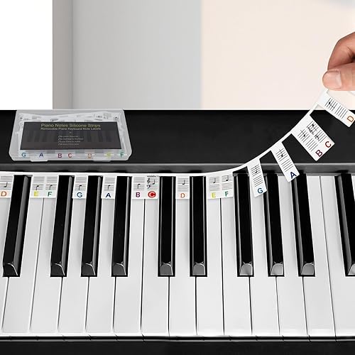 ZUFECY Piano Notes for Beginner, Removable 88-Key Full Size Piano Labels, Silicone Piano Keyboard Labels for Learning, Piano Stickers Guide Comes with Box