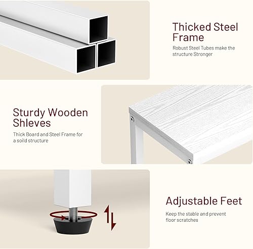 Miniatura 5 de SLEEPING LAMB Mesa auxiliar estrecha y pequeña para espacio pequeño, sofá de 2 niveles para sala de estar, dormitorio, junto a la mesita de noche