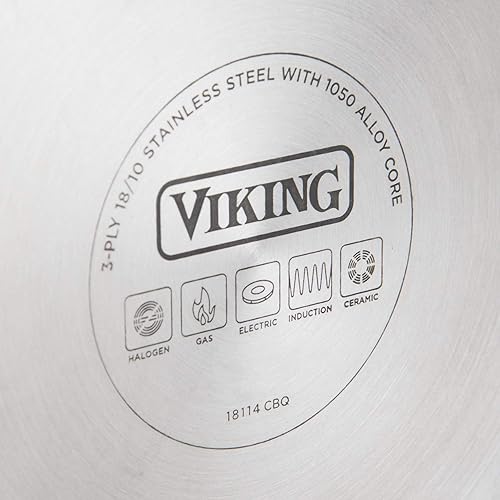 Miniatura 4 de VIKING Sartén antiadherente de acero inoxidable de 3 capas, 10 pulgadas con tapa