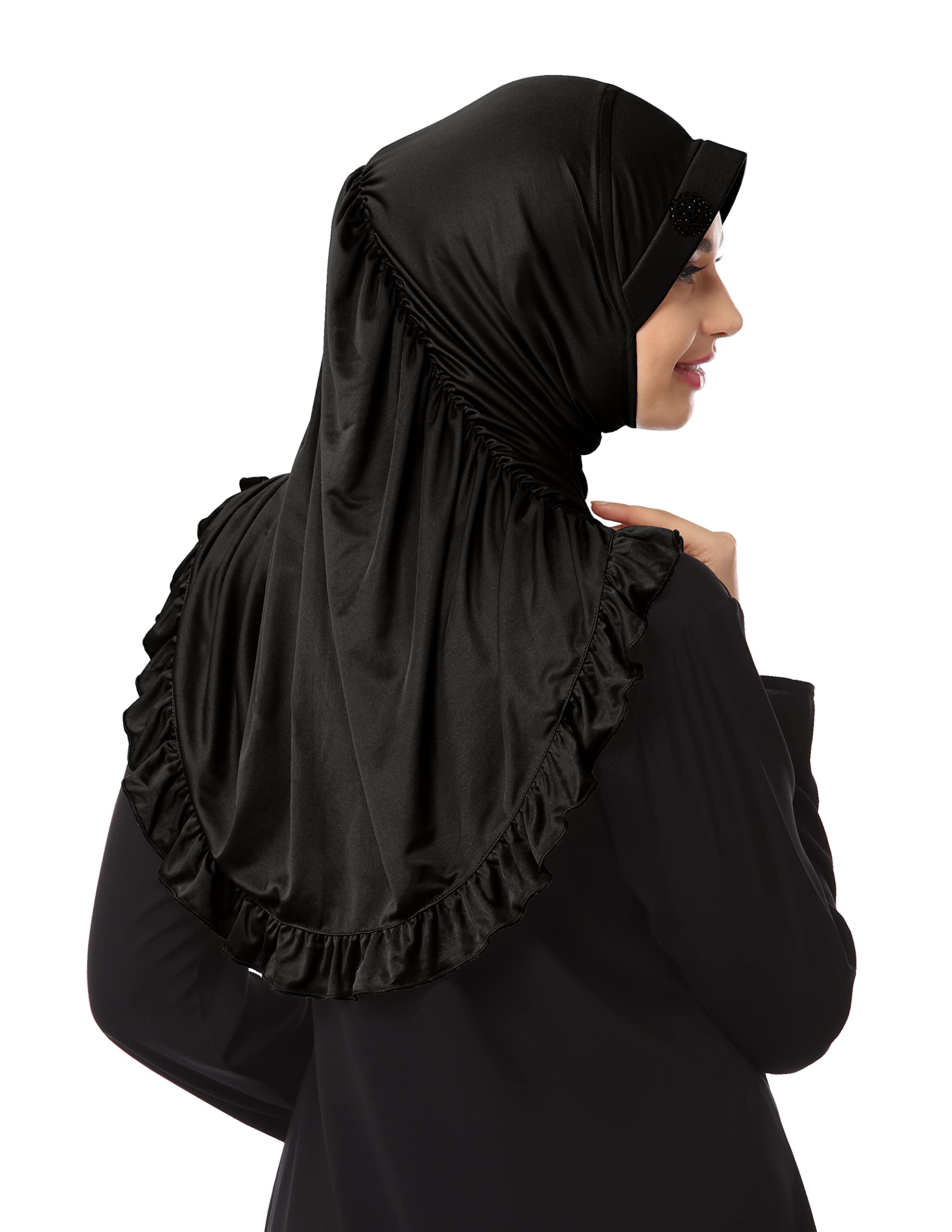 MeharHijab's Modest Women's stylish Frill Finish Border Soft feel good Solid Polycotton fabric Zareen Hijab