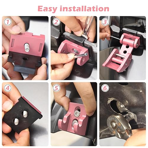 Miniatura 28 de RT-TCZ Kit de pestillos de capó para Wrangler compatible con Jeep Wrangler JK JL Gladiator JT, accesorios exteriores rojos, 2 piezas (3 agujeros)