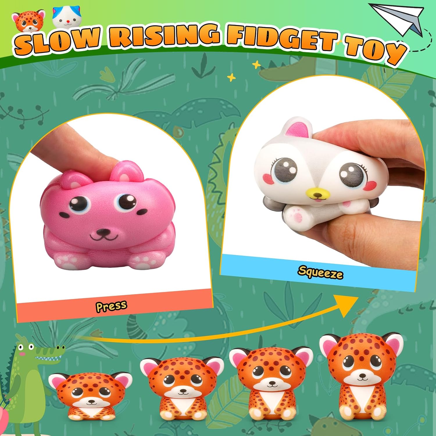 LNCOJOLM 24 PCS Party Favors Squeeze Squishies Fidget Sensory Toys for Kids, Slow Rising Soft Animal for Stress Relief EDC, Cute Rabbit Cat Duck Birthday Gift Party Supply Easter Egg Filler