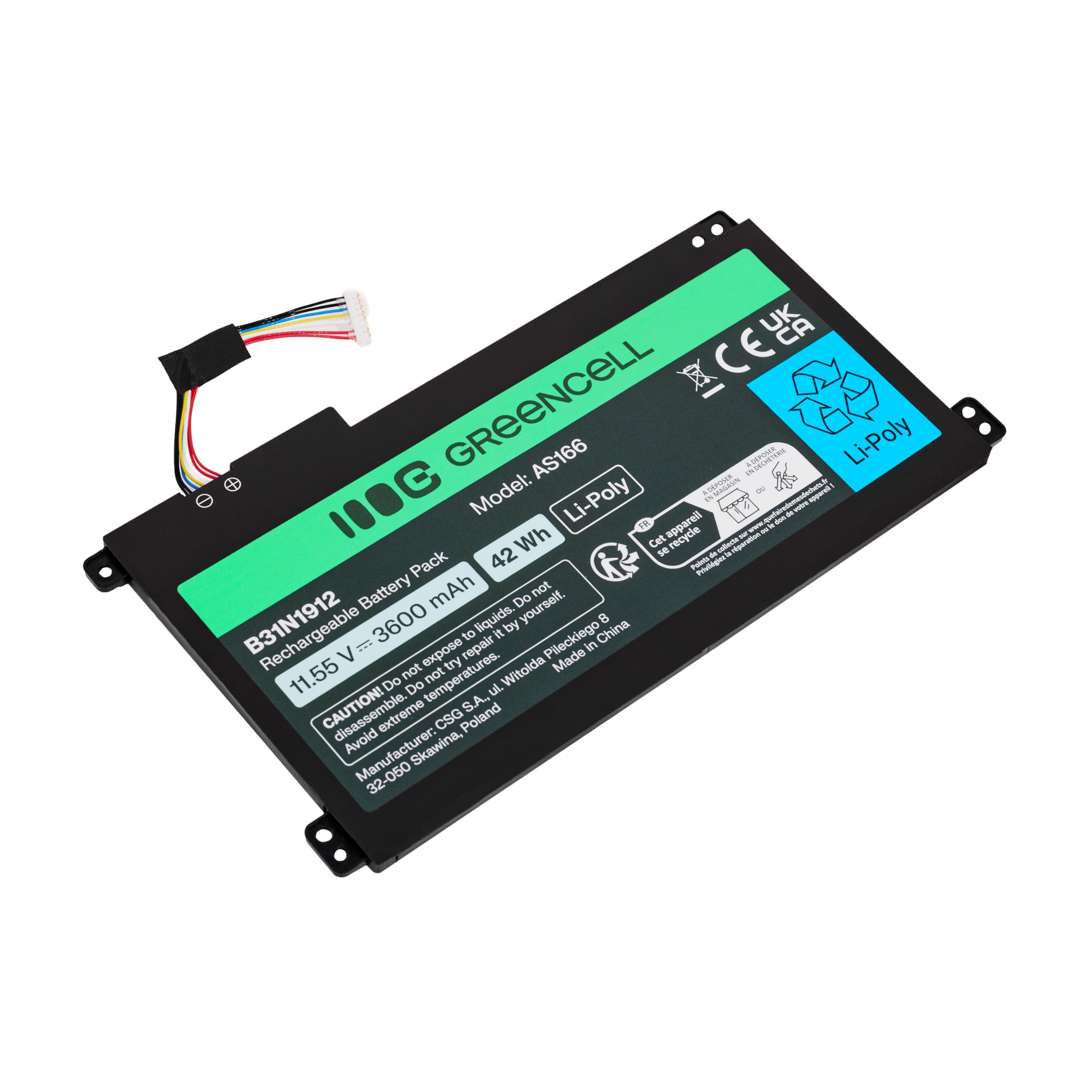 Green Cell Laptop-Akku 11,55V 3600mAh 42Wh Li-Poly für ASUS VivoBook 14, 15, E410MA, L410MA, E410KA, E510MA, F414MA, L510MA, E510KA, E510MA – Lange Laufzeit, Hohe Lebensdauer, Präzise Passform