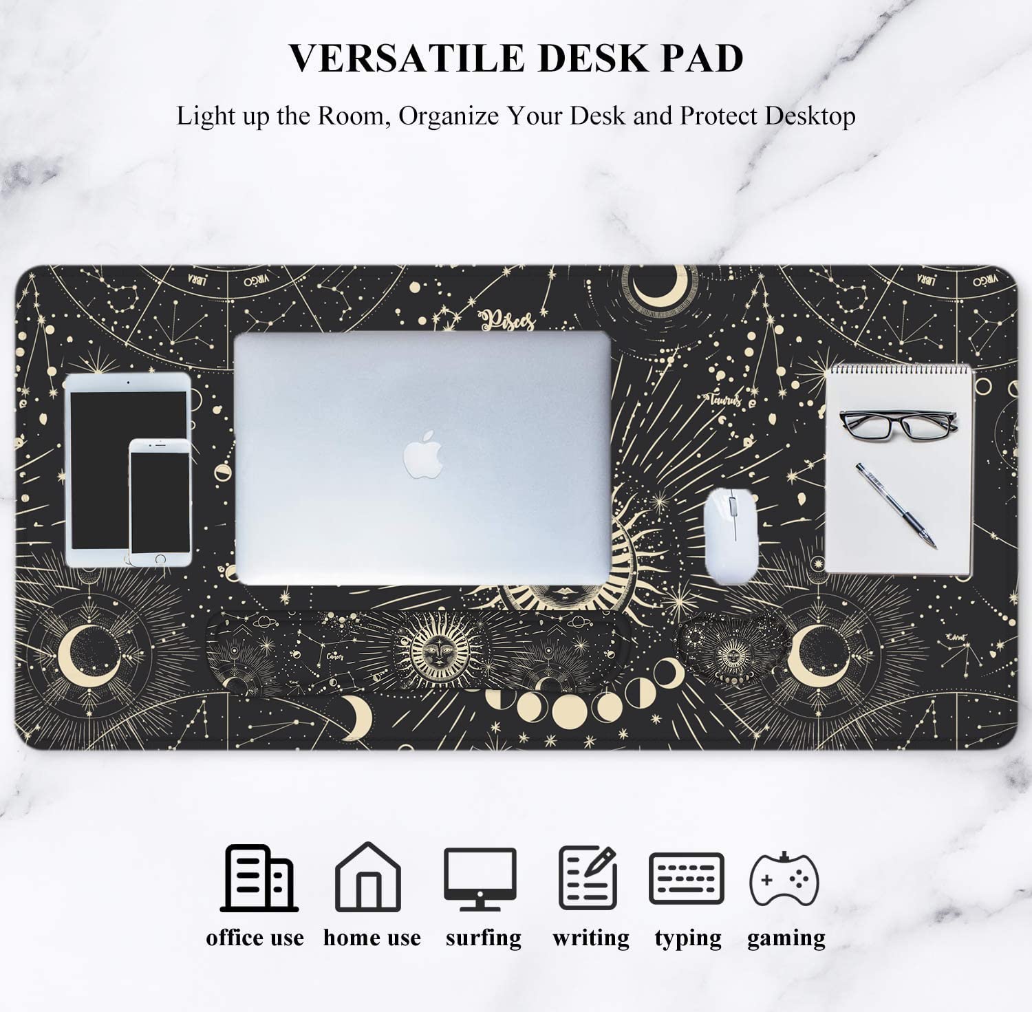 Ładna podkładka pod mysz i zestaw żelowych podkładek pod nadgarstek, rozszerzona podkładka na biurko (80 cm x 30 cm) z ergonomiczną podkładką pod klawiaturę z pianki z pamięcią kształtu, duża podkładka pod mysz do gier, antypoślizgowa, łatwe pisanie, do d