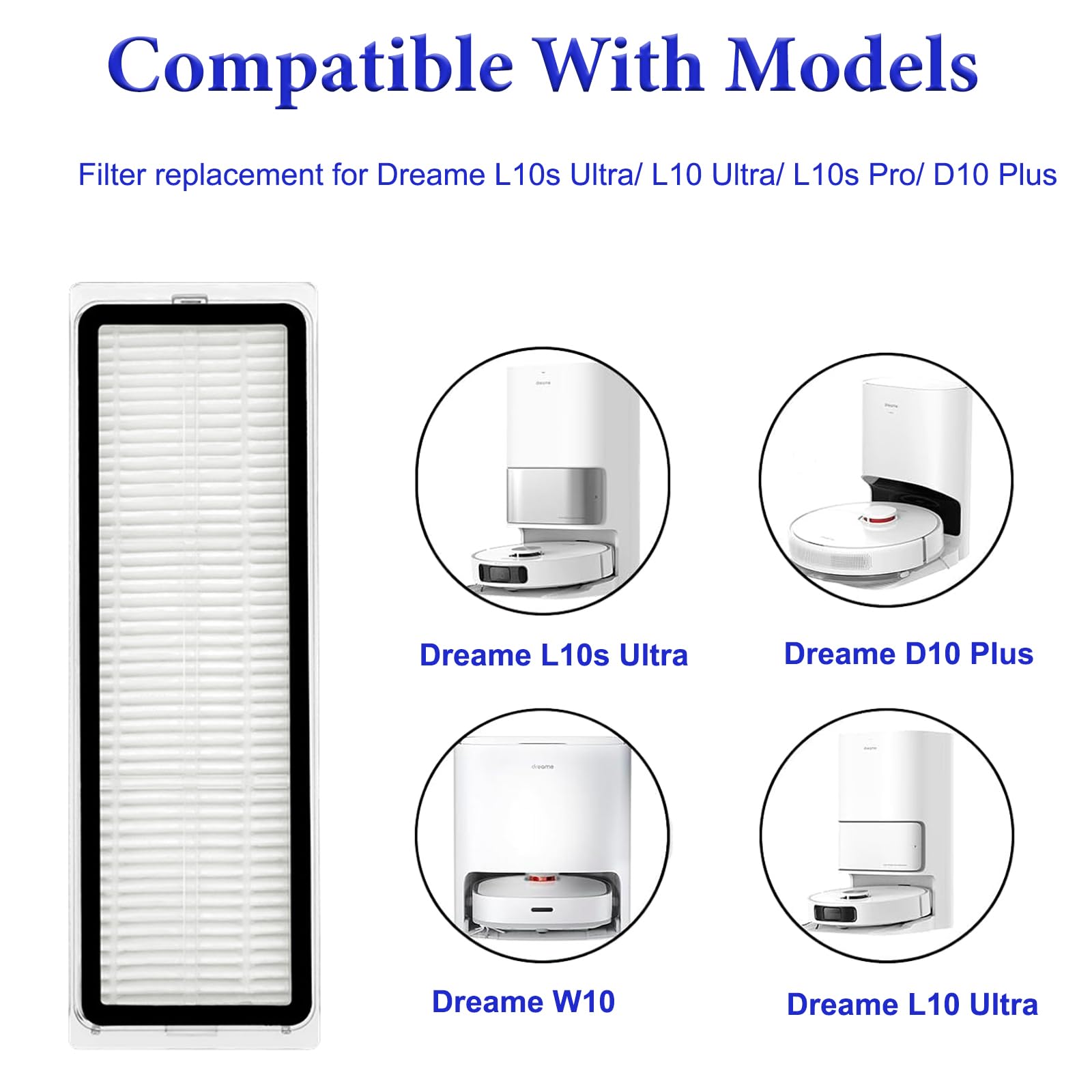 Chuancheng 4Pcs HEPA Filter Replacement for Dreame L10s Ultra/L10 Ultra/L10s Pro/D10 Plus Vacuum Cleaner