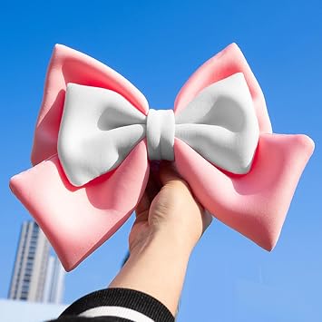 Large Bow Car Decoration,Cute Bownot Car Decor Car Accessories for Women Girl,Auto Trunk Charm Stuff Car AestheticsPink+White