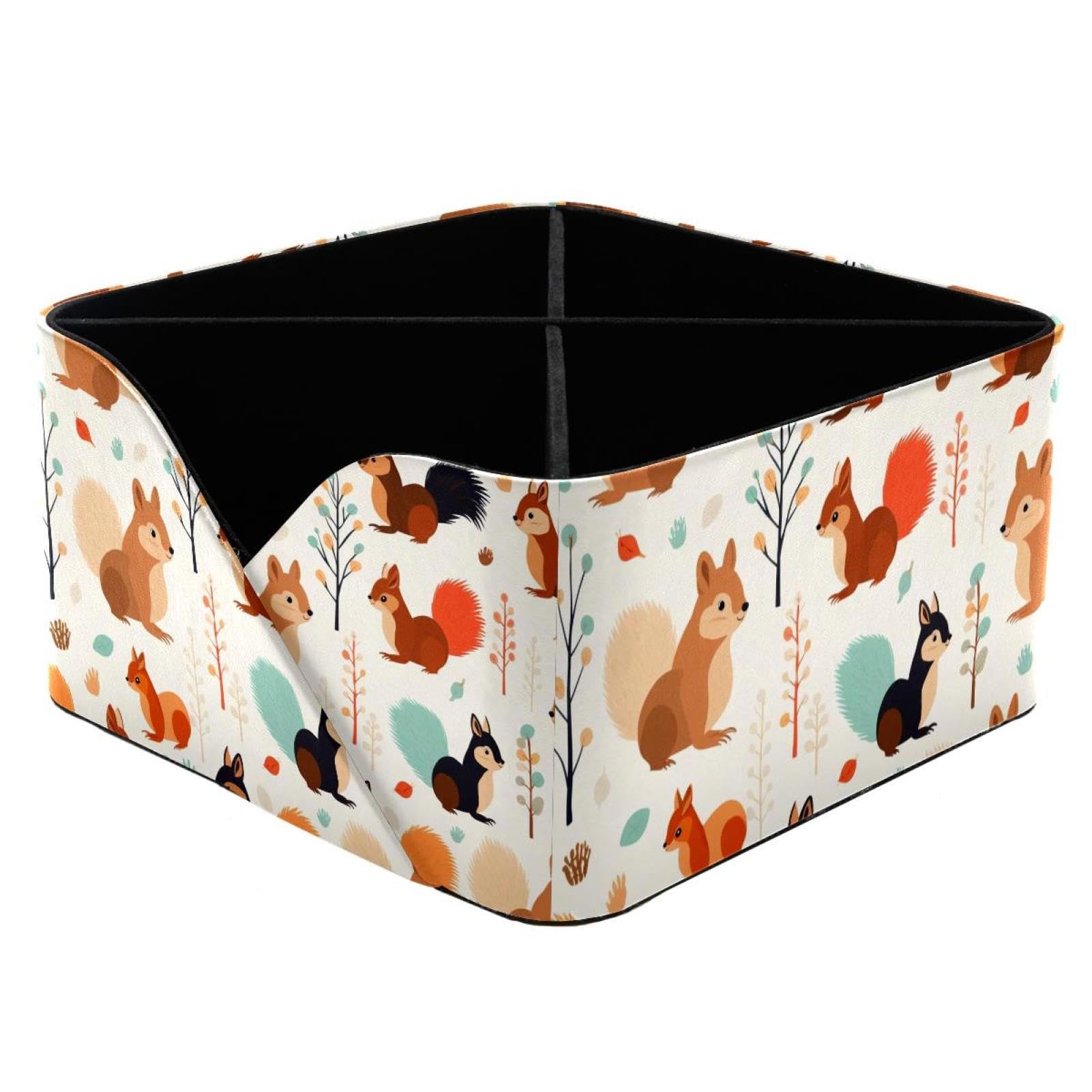 Pot à crayons en cuir pour bureau, écureuil coloré, grande capacité, étui à pinceaux de maquillage avec 4 emplacements, organiseur de bureau