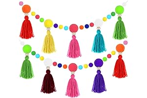 Vibrant Pom Pom Tassel Garland: Adorn Your Spaces with Boho Charm