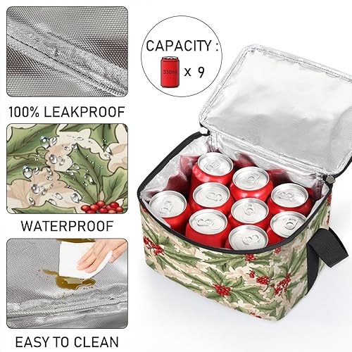 Miniatura 5 de Bolsa de almuerzo aislada con textura moderna de Navidad para mujeres, reutilizable, bolsa cuadrada de comida para adultos y hombres, lonchera más