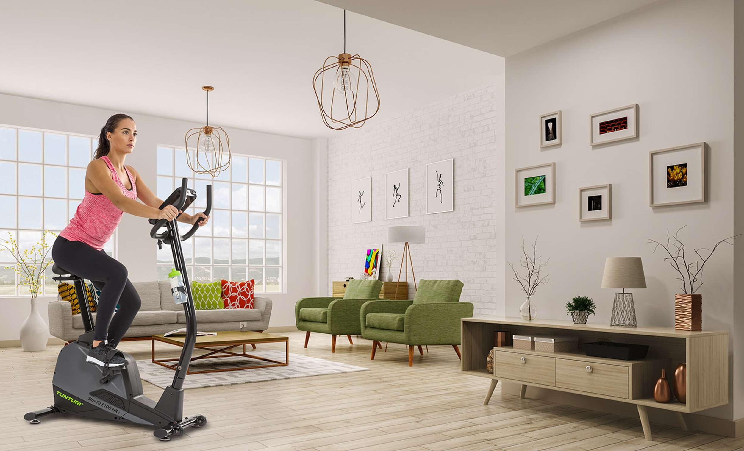 Tunturi Trenażer domowy Star Fit E100 HR i + – rower treningowy do domu – 16 poziomów oporu – 21 programów szkoleniowych – z czujnikami tętna, waga obrotowa 8 kg