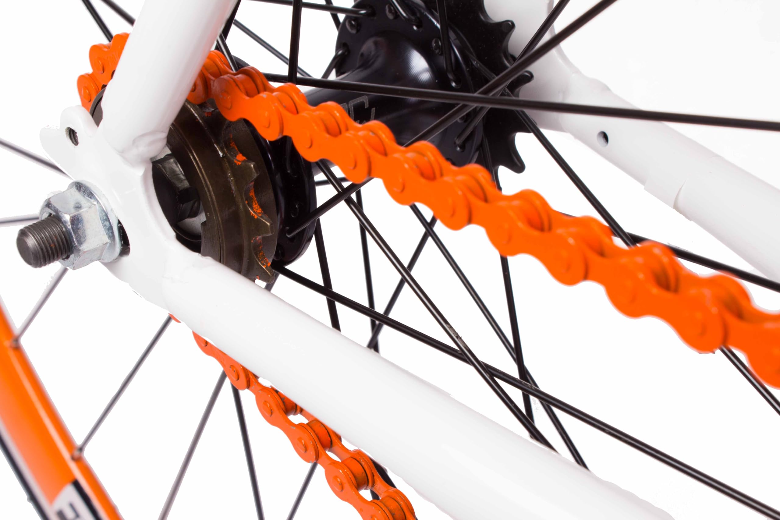 Bicicleta Fixie Single Speed Rueda Libre 700c 28", Bici Urbana Carretera Blanca Naranja